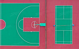 What is the construction of the silicon PU sport court?
